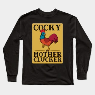 Funny Chicken Cocky Mother Clucker Vintage Rooster Long Sleeve T-Shirt